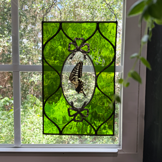 Barbed Butterfly Cameo Stained Glass Suncatcher