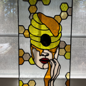 Third Hive stained glass window panel by Kassie Rae