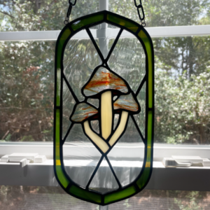 mushroom stained glass suncatcher